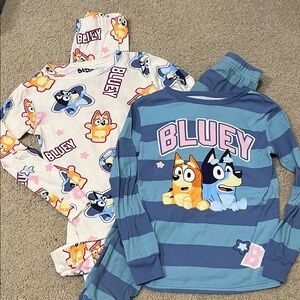 Bluey Kids Pajama Set - Blue and White